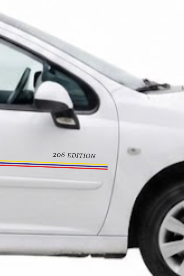 Faixas Laterais Peugeot 206 white Edition decal - Image 2
