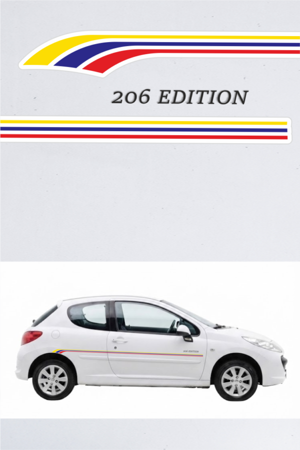 Faixas Laterais Peugeot 206 white Edition decal - Image 1