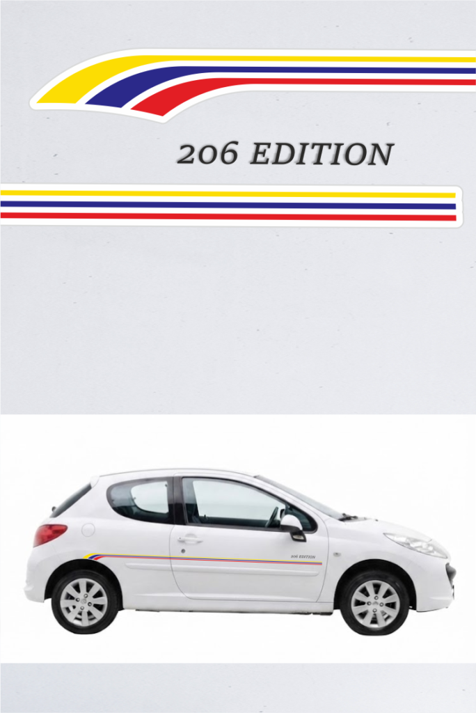 Faixas Laterais Peugeot 206 white Edition decal
