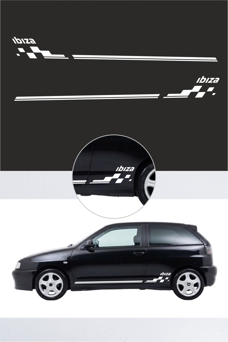 Faixas Laterais Seat ibiza white Edition decal - Image 2